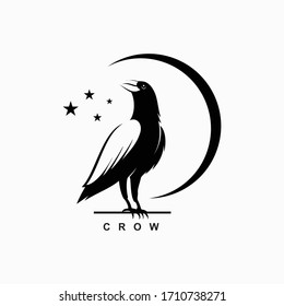 Crow simple logo design and illustration