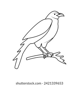 Crow single continuous one line out line vector art  drawing  and tattoo design

