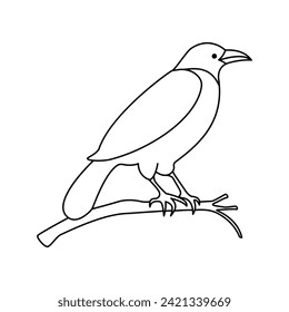 Crow single continuous one line out line vector art  drawing  and tattoo design
