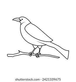 Crow single continuous one line out line vector art  drawing  and tattoo design
