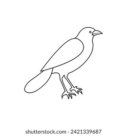 Crow single continuous one line out line vector art  drawing  and tattoo design
