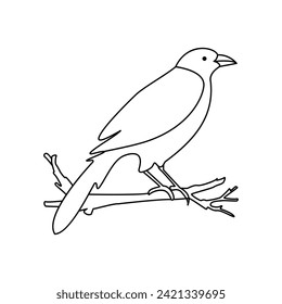 Crow Single Continuous One Line Vektorgrafik Zeichnung und Tätowierungsdesign

