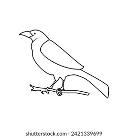 Crow single continuous one line out line vector art  drawing  and tattoo design
