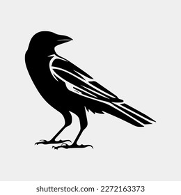 crow sitting vector silhouette isolated 