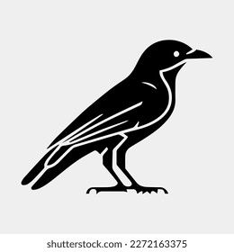 crow sitting vector silhouette isolated 