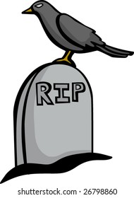 crow standing in a tomb