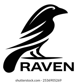 Crow tattoo sketch. Crow logo. Vector drawing minimalistic raven