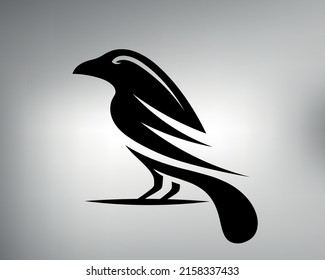 crow tribal tattoo sketch. crow logo. vector drawing minimalistic raven