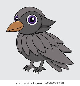 Crow vector  with cartoon clipart and line art design. Ideal for digital and print projects, including posters, t-shirts, and more. Perfect for creative use.