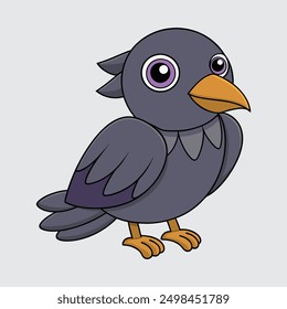 Crow vector  with cartoon clipart and line art design. Ideal for digital and print projects, including posters, t-shirts, and more. Perfect for creative use.