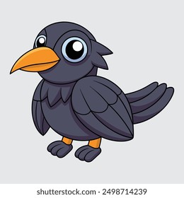 Crow vector  with cartoon clipart and line art design. Ideal for digital and print projects, including posters, t-shirts, and more. Perfect for creative use.