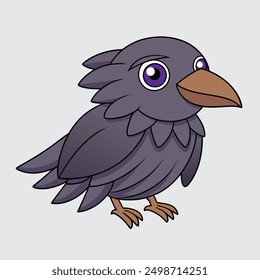 Crow vector  with cartoon clipart and line art design. Ideal for digital and print projects, including posters, t-shirts, and more. Perfect for creative use.