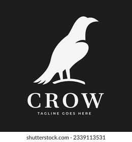 Crow vector flat silhouette illustration dark background Logo vector design