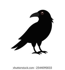 Crow Vector Illustration – Black Bird Silhouette Design
