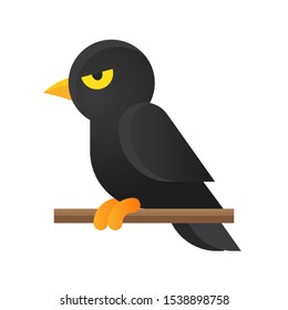 Crow vector illustration, Halloween gradient design icon