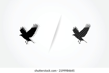 crow vector and illustration logo, crow logo design, vector crow icon with a simple concept. suitable for Logo, brand, mascot, etc. Type: Vector Illustration.