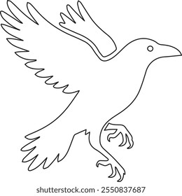 Crow vector line art illustration design.