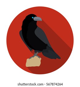 Crow of viking god icon in flat style isolated on white background. Vikings symbol stock vector illustration.