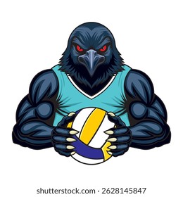 crow volleyball mascot vector illustration design