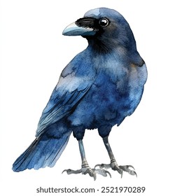 Crow, Aquarell Clipart, einzeln auf weißem Hintergrund 