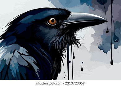 Crow Watercolor Vector Art Collection