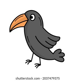 Crow, witch bird. Mystic. Halloween. Doodle style illustration