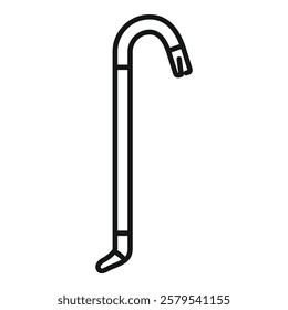 Crowbar icon representing a tool with a curved end for pulling nails and prying objects apart