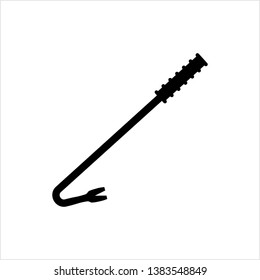 Crowbar Icon, Crowbar Rod Vector Art Illustration