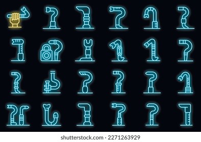 Los iconos de la barra de trabajo establecen el vector de contorno. Rompiendo ladrón. Color del neón de la barra de herramientas en negro