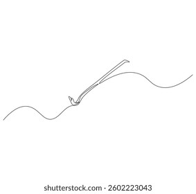 Crowbar outline drawing illustration. Continuous line draw steel crowbar vector.