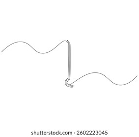 Crowbar outline drawing illustration. Continuous line draw steel crowbar vector.
