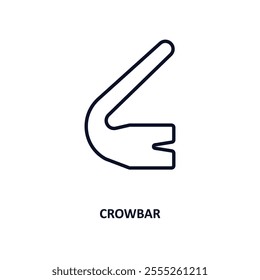 crowbar outline icon.  Thin line icon from construction tools collection. Editable vector isolated on white background