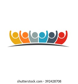 Crowd Of 6 People Group Logo. Vector Graphic Design
