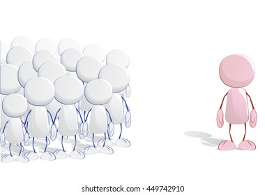 crowd of abstract human icons with bright leader