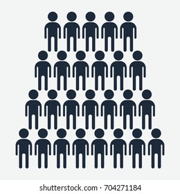 Crowd of abstract people, businessman. Flat vector icons for infographics and analytics, statistics and reports. Sociology, demography and business processes. Isolated on white background.