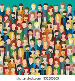 The Crowd Of Abstract People. Flat Design, Vector Illustration.
