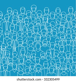 The crowd of abstract people, line style. Flat design, vector illustration.