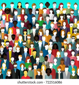 La multitud de personas abstractas. Fondo impecable. Diseño plano, ilustración vectorial.