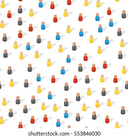 La multitud de personas abstractas es un patrón sin fisuras. Vistas isométricas. Empresario con traje. Concepto de sociedad moderna. La clase trabajadora. referencias y seguidores en Internet. Ilustración vectorial.