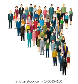 The crowd of abstract people standing in queue. Flat design, vector illustration.