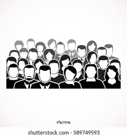 Crowd of anonymous people, vector illustration of society members with a crowd of men and women. population. urban lifestyle concept.