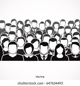 Crowd of anonymous people, vector illustration of society members with a crowd of men and women. population. urban lifestyle concept.