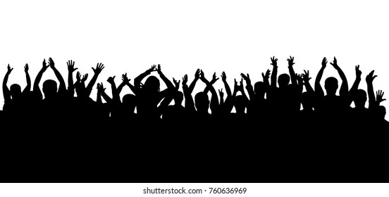 Crowd of applause at the concert isolated silhouette
