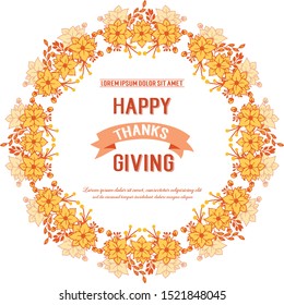 Crowd of autumn wreath frame for elegant card thanksgiving. Vector