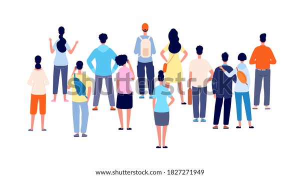 Crowd Back View Cartoon Persons People Stock Vector Royalty Free 1827271949