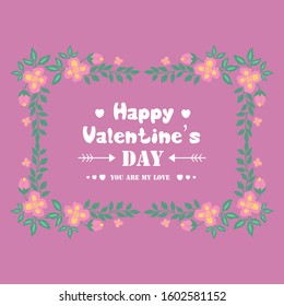 Crowd of beautiful leaf and flower frame, for happy valentine poster template design. Vector
