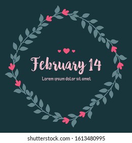 Crowd of beautiful leaf and flower frame, for elegant 14 February greeting card wallpaper concept. Vector