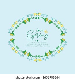 Crowd of beautiful leaf and flower frame, for love spring invitation card concept. Vector
