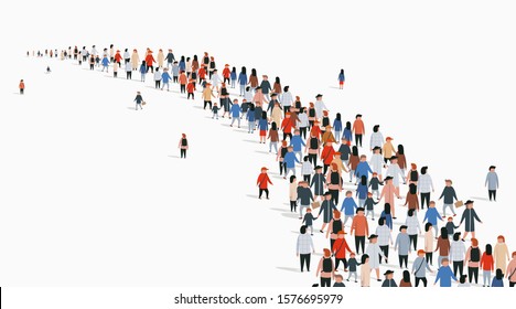 Crowd of buisness people standing in a line. People crowd. Vector illustration