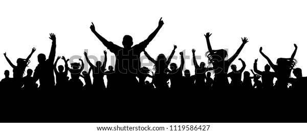 Crowd Cheer People Silhouette Applauding Audience Stock Vector (Royalty ...